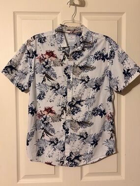 Cactus Man Floral Short-Sleeve Button-Up Shirt M